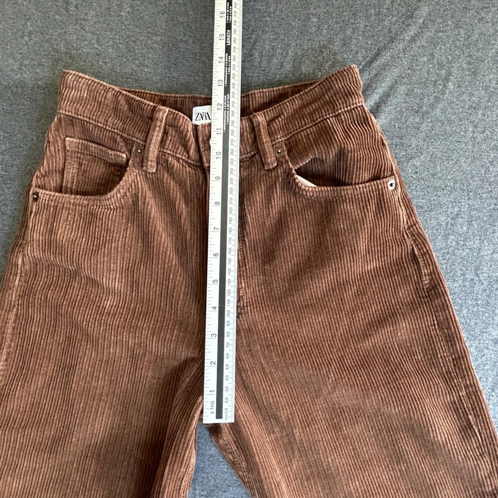 Zara Corduroy Pants Womens 4 Brown High Rise Wide Leg - Picture 8 of 10